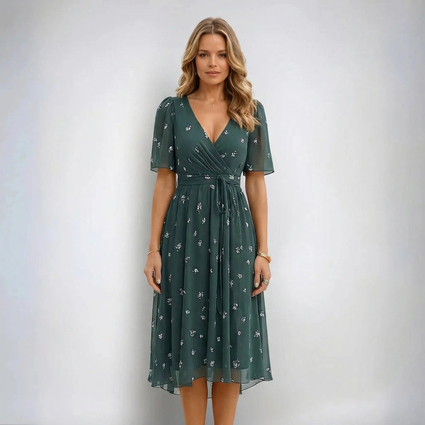 Damen Midi-Wickelkleid mit Blumenmuster Jully
