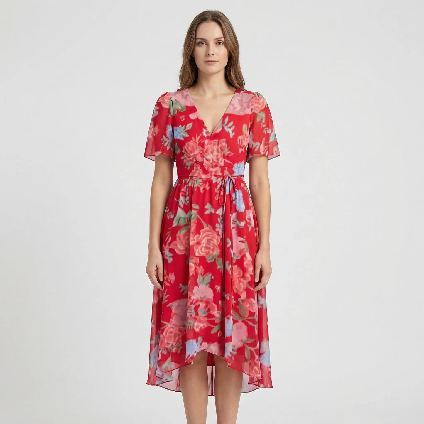 Damen Midi-Wickelkleid mit Blumenmuster Jully