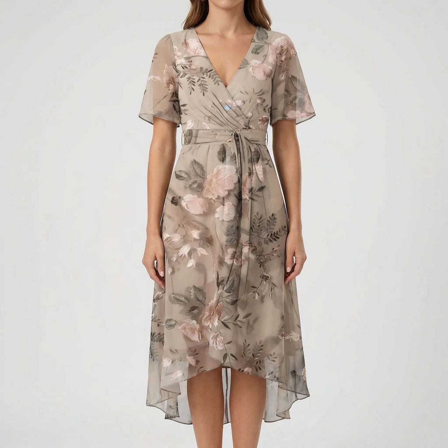 Damen Midi-Wickelkleid mit Blumenmuster Jully