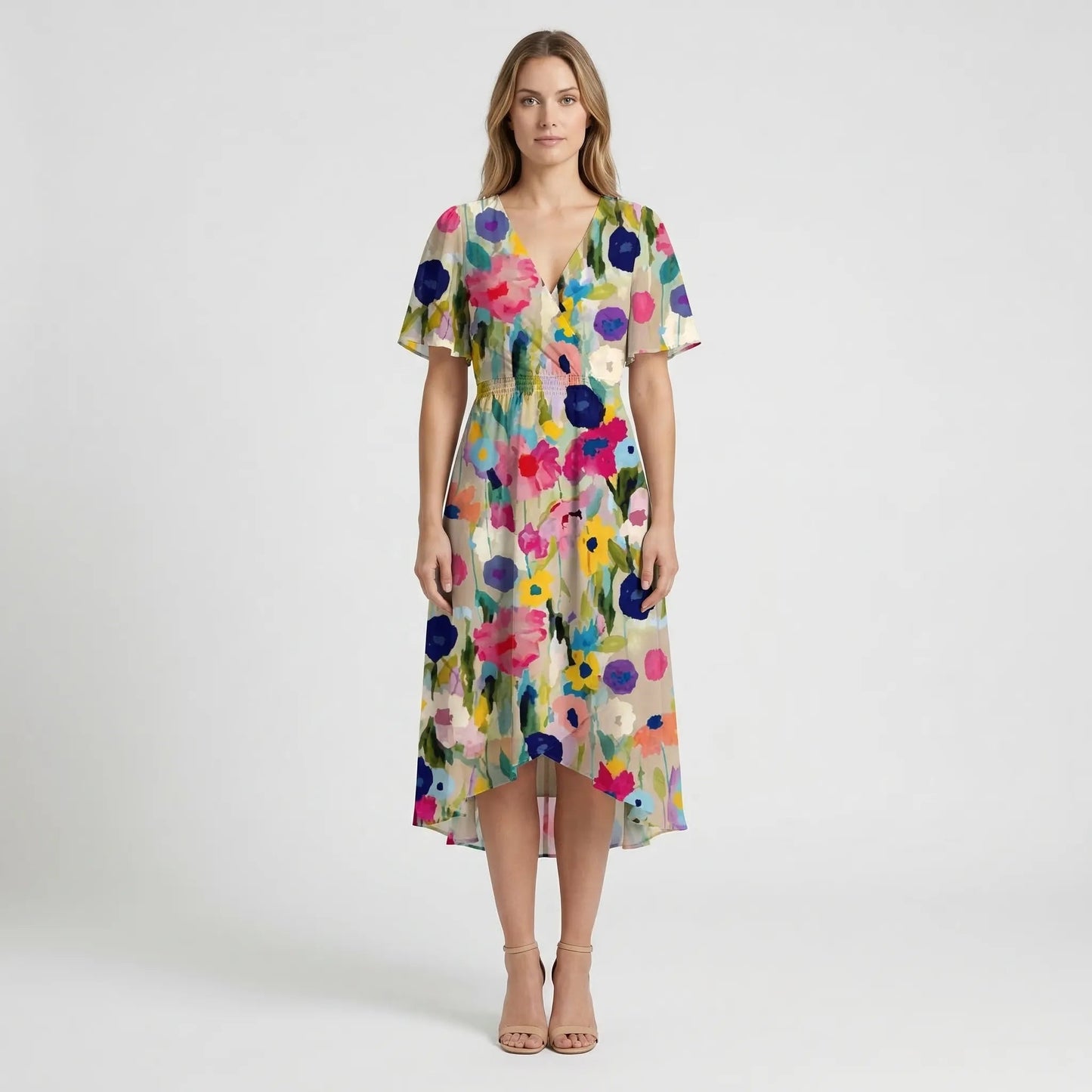 Damen Midi-Wickelkleid mit Blumenmuster Jully