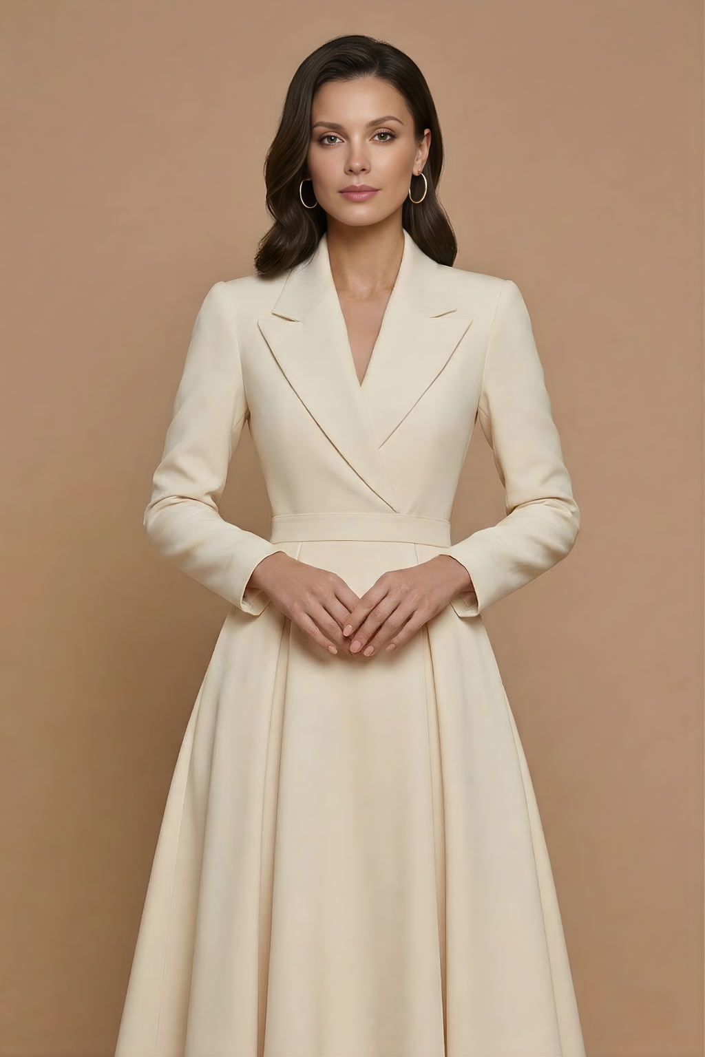 Damen Midi Kleid mit Wickeloptik und Gürtel Jully