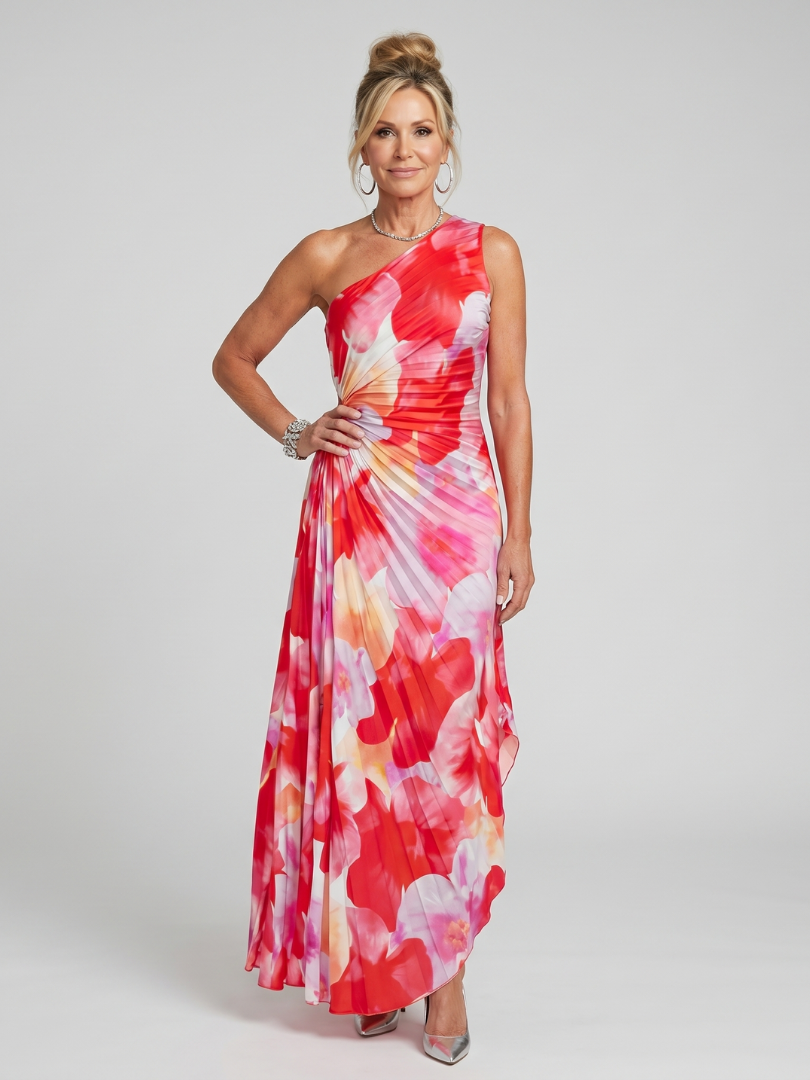 Damen Midi Kleid mit einseitigem Ausschnitt Jully