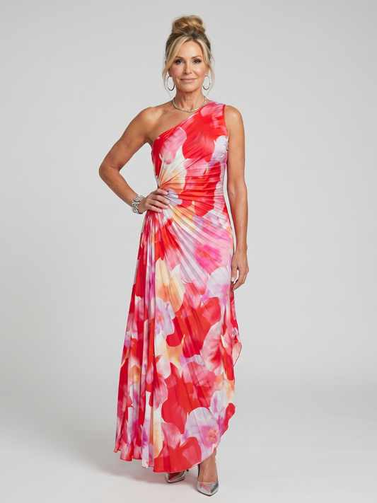 Damen Midi Kleid mit einseitigem Ausschnitt Jully