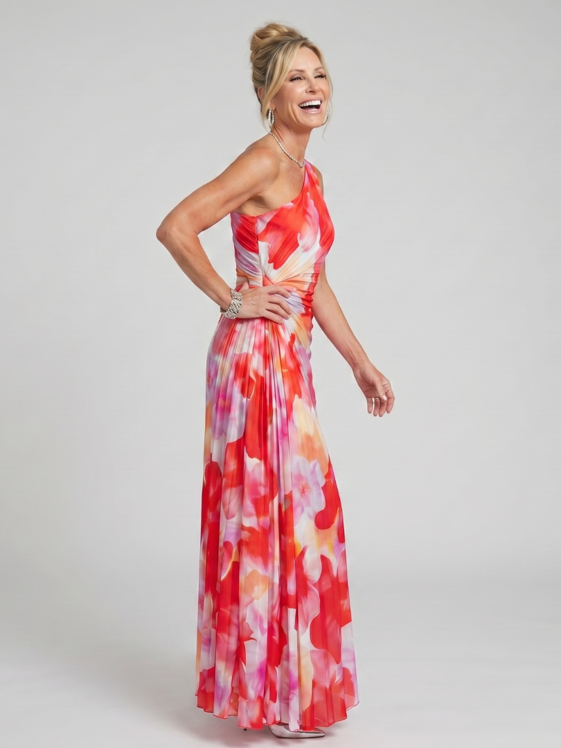 Damen Midi Kleid mit einseitigem Ausschnitt Jully