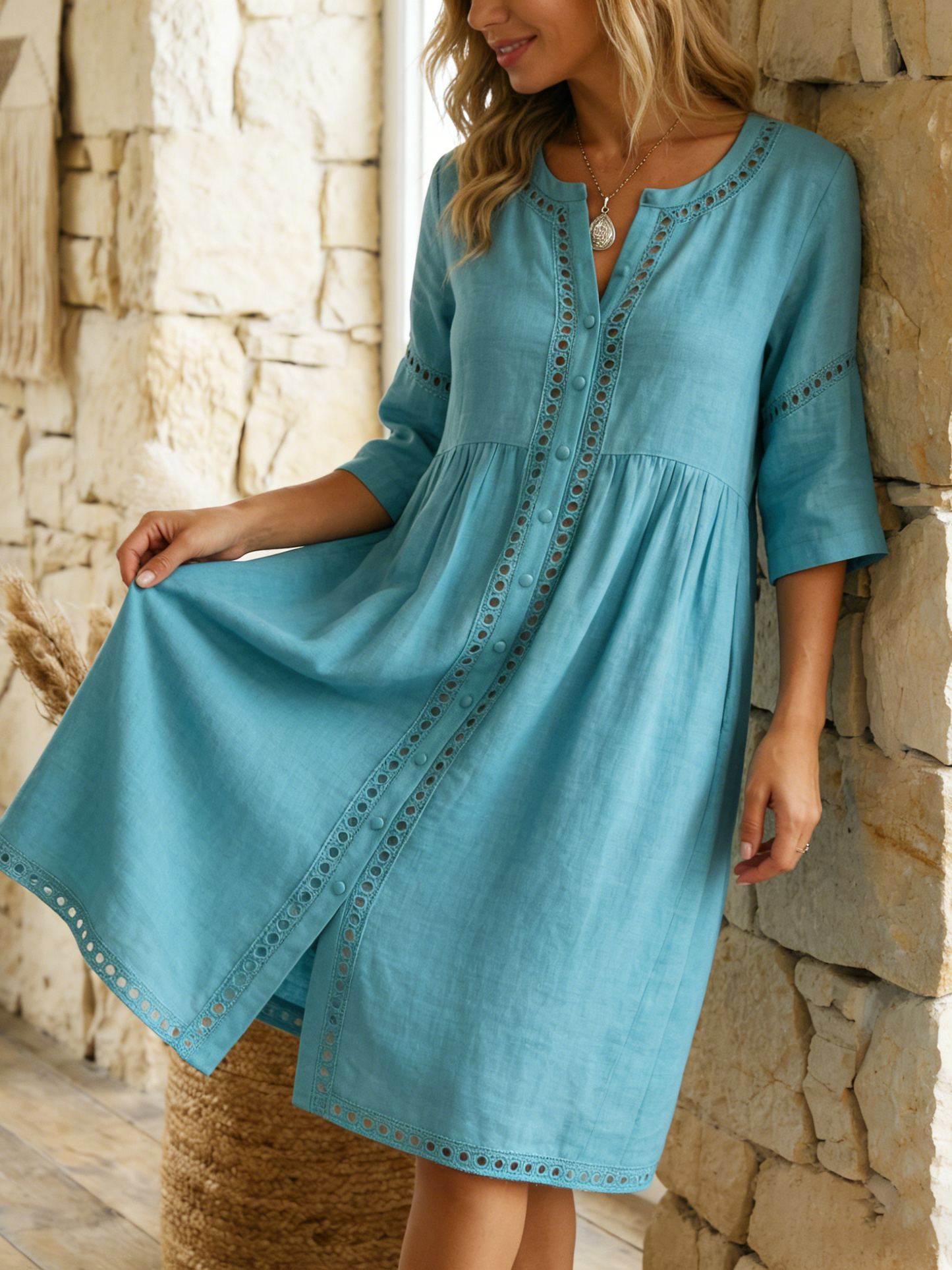 Damen Midikleid aus Leinen mit luftiger Silhouette Jully