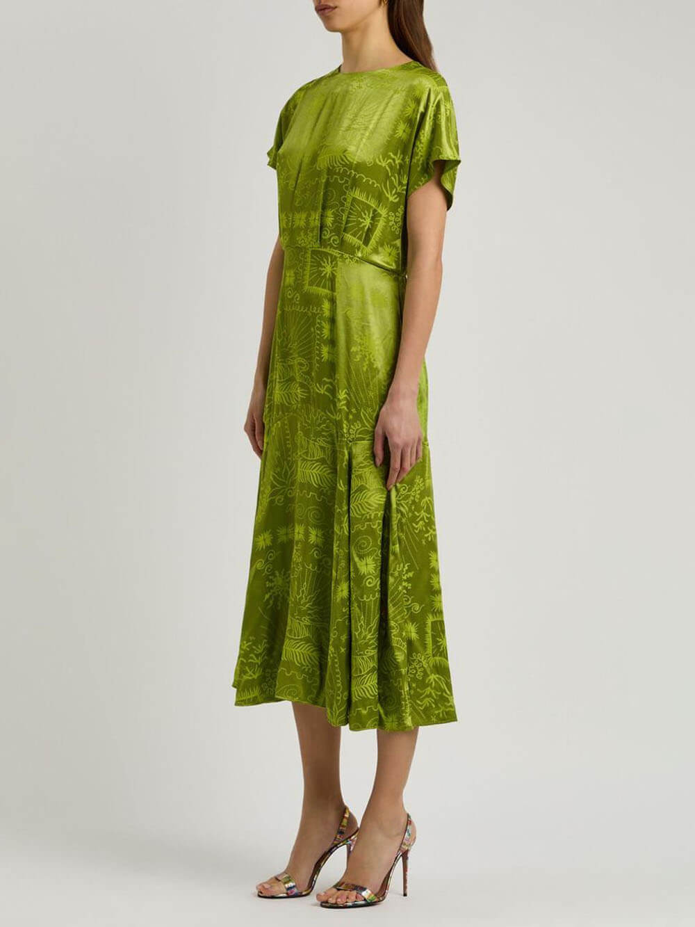 Damen Midikleid aus Satin mit Jacquard-Print Jully