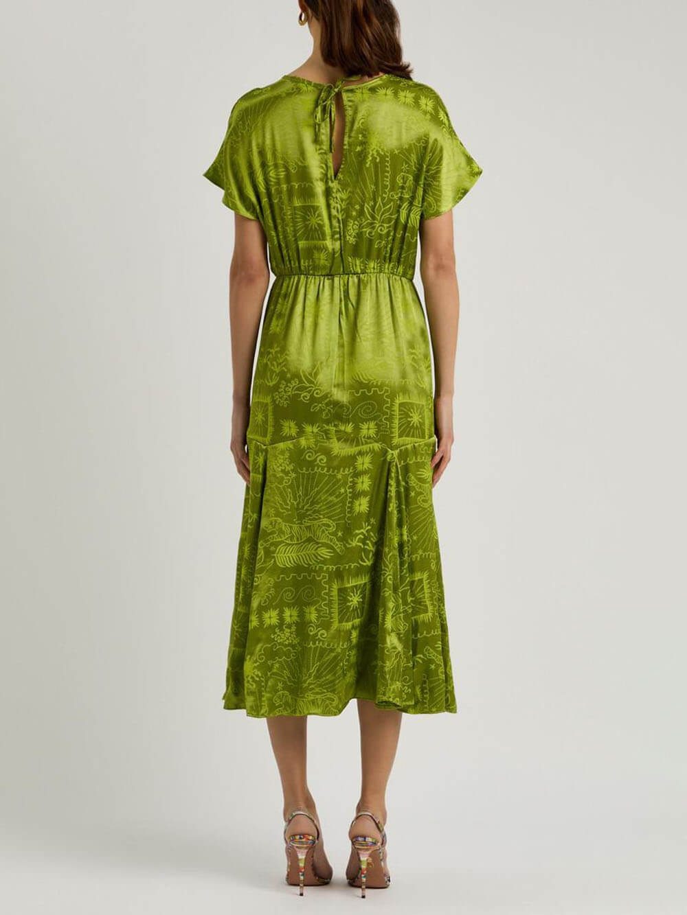 Damen Midikleid aus Satin mit Jacquard-Print Jully