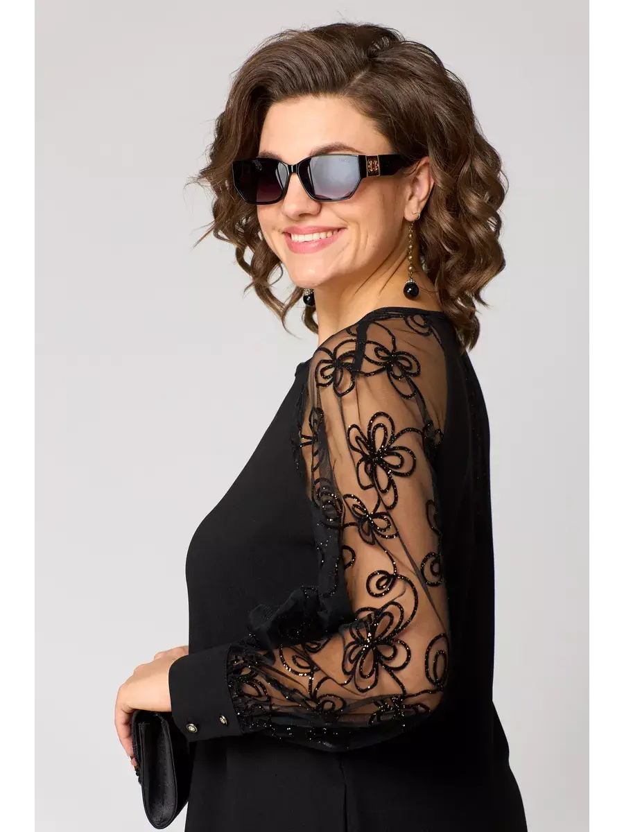 Damen Midikleid aus Spitze mit transparenten Ärmeln Jully