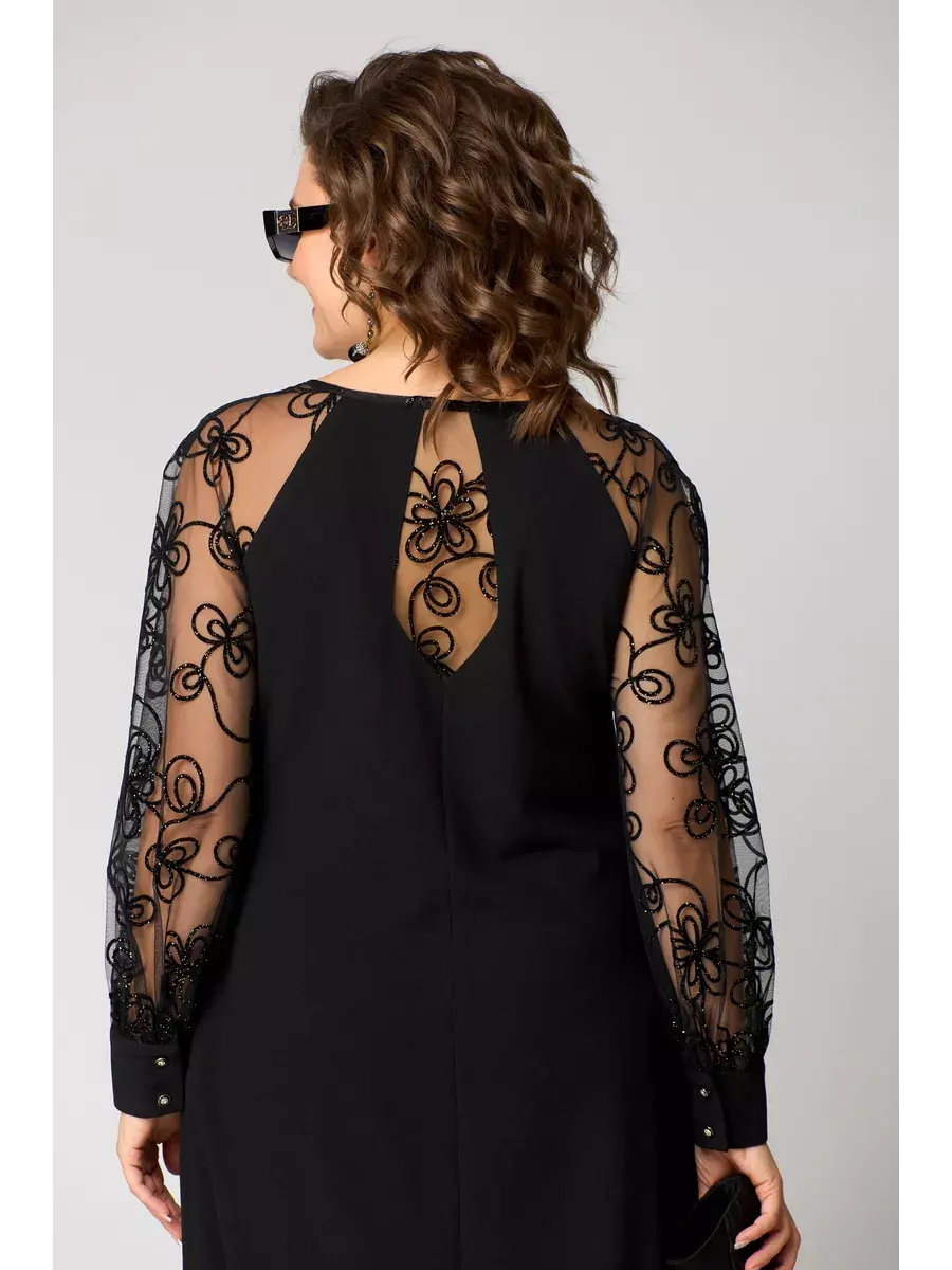Damen Midikleid aus Spitze mit transparenten Ärmeln Jully