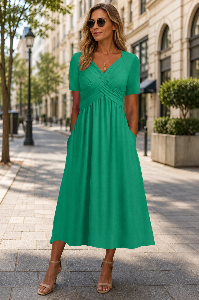 Damen Midikleid mit A-Linien-Silhouette in Grün Jully