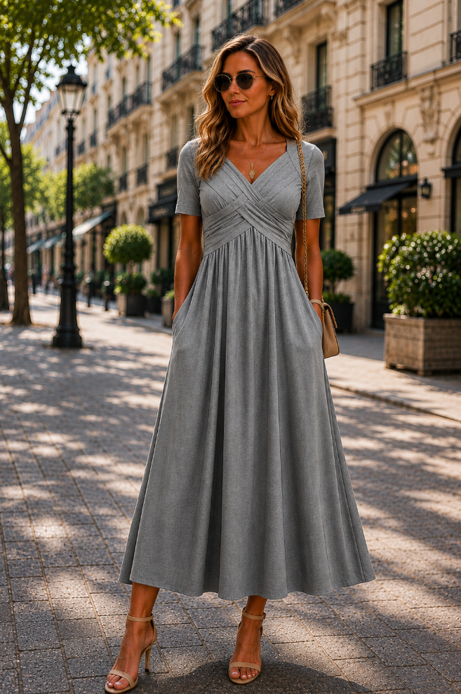 Damen Midikleid mit A-Linien-Silhouette in Grün Jully