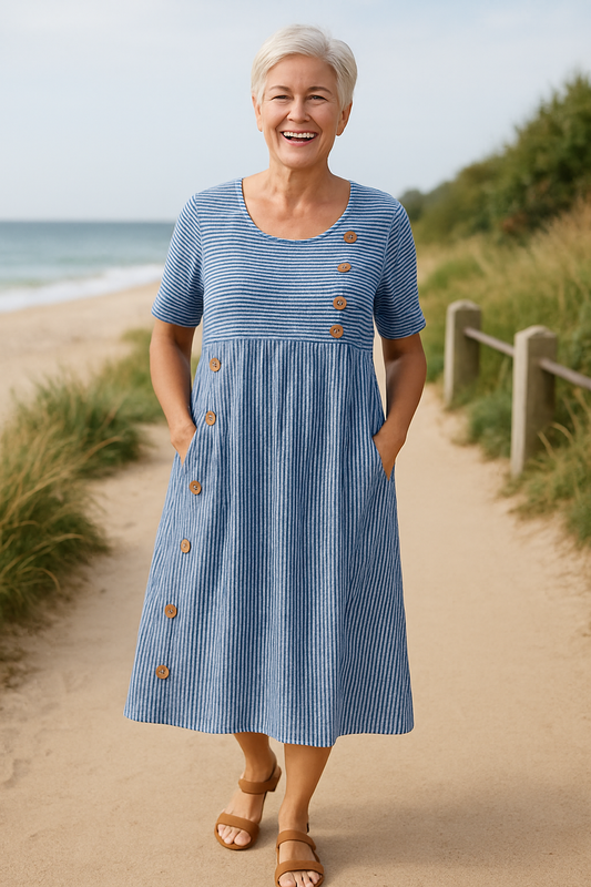 Damen Midikleid mit A-Linien-Silhouette und Seitentaschen Jully