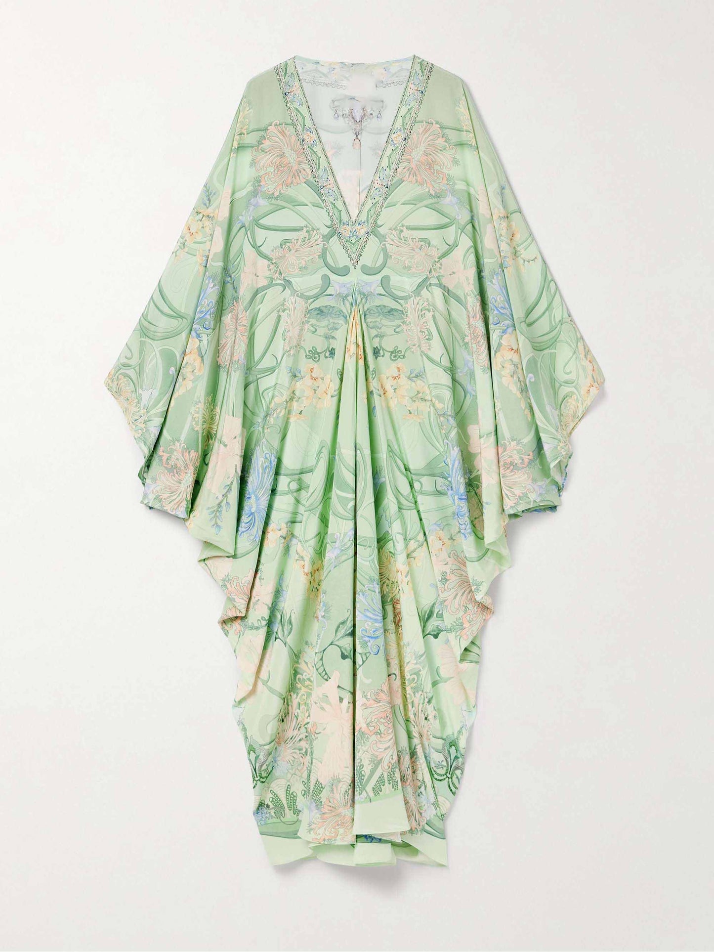 Damen Midikleid mit Blumendruck und V-Ausschnitt Jully