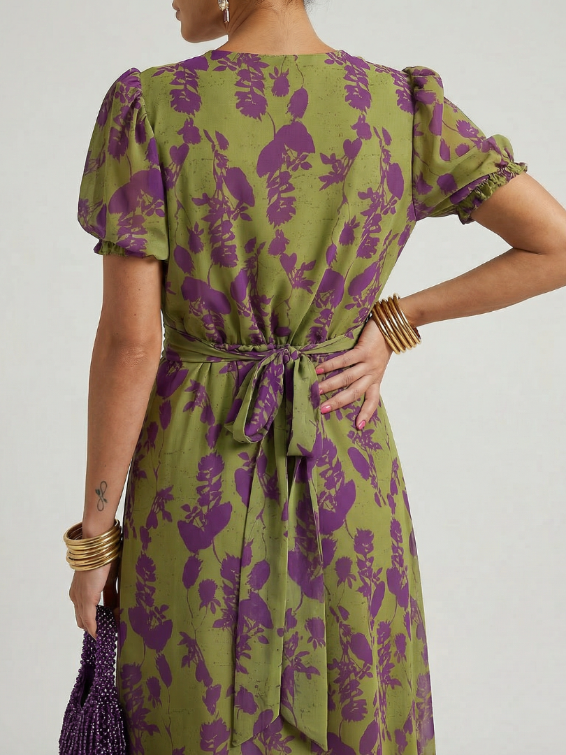 Damen Midikleid mit Blumenmuster und schmeichelndem Schnitt Jully