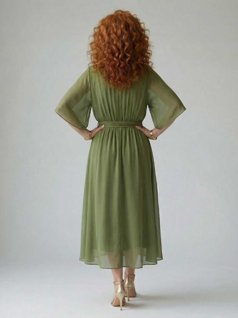 Damen Midikleid mit Drapiertem Schnitt in Elegant Jully
