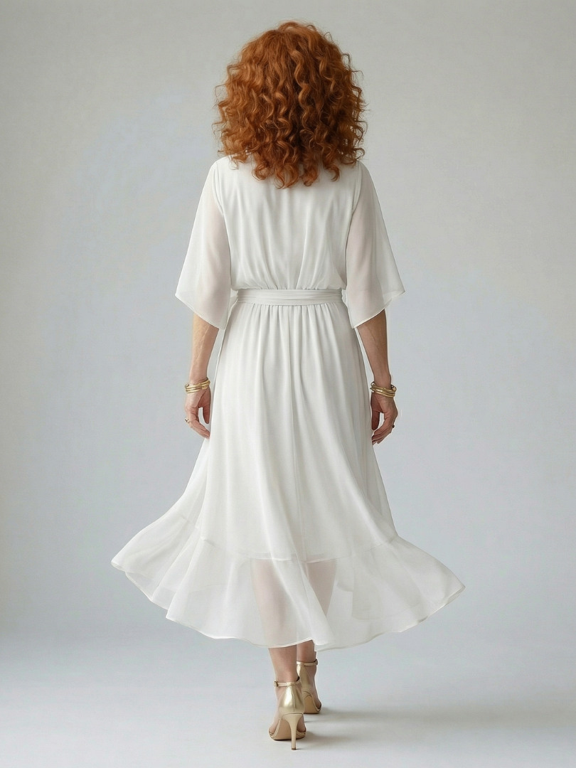 Damen Midikleid mit Drapiertem Schnitt in Elegant Jully