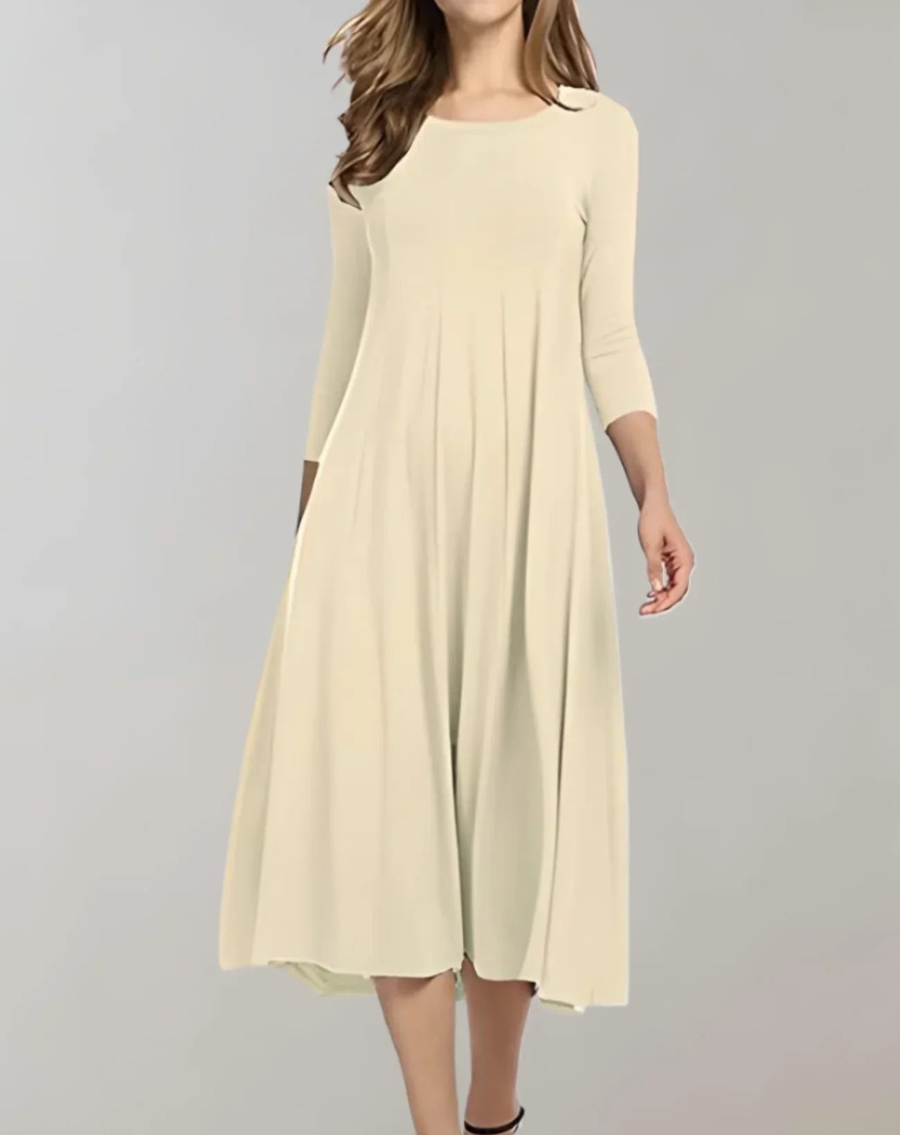 Damen Midikleid mit Dreiviertel-Ärmeln aus Elasthan Jully
