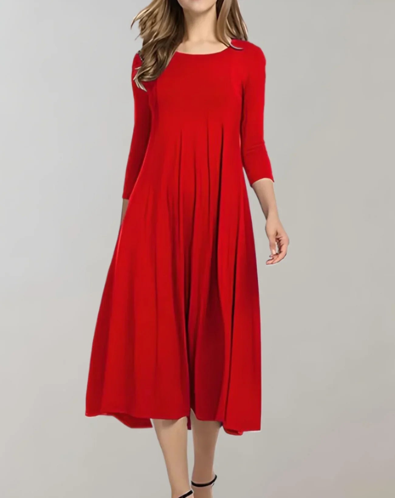 Damen Midikleid mit Dreiviertel-Ärmeln aus Elasthan Jully