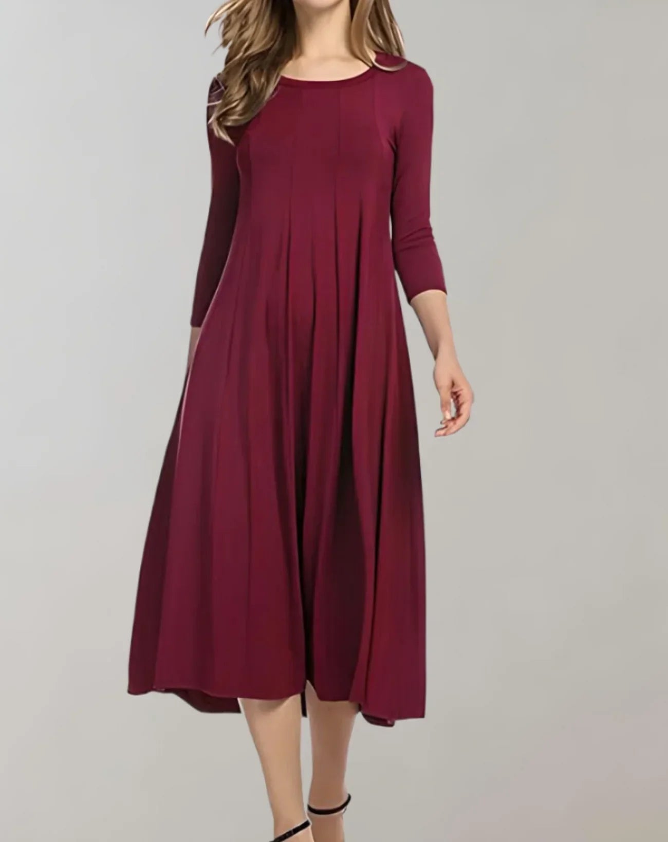 Damen Midikleid mit Dreiviertel-Ärmeln aus Elasthan Jully