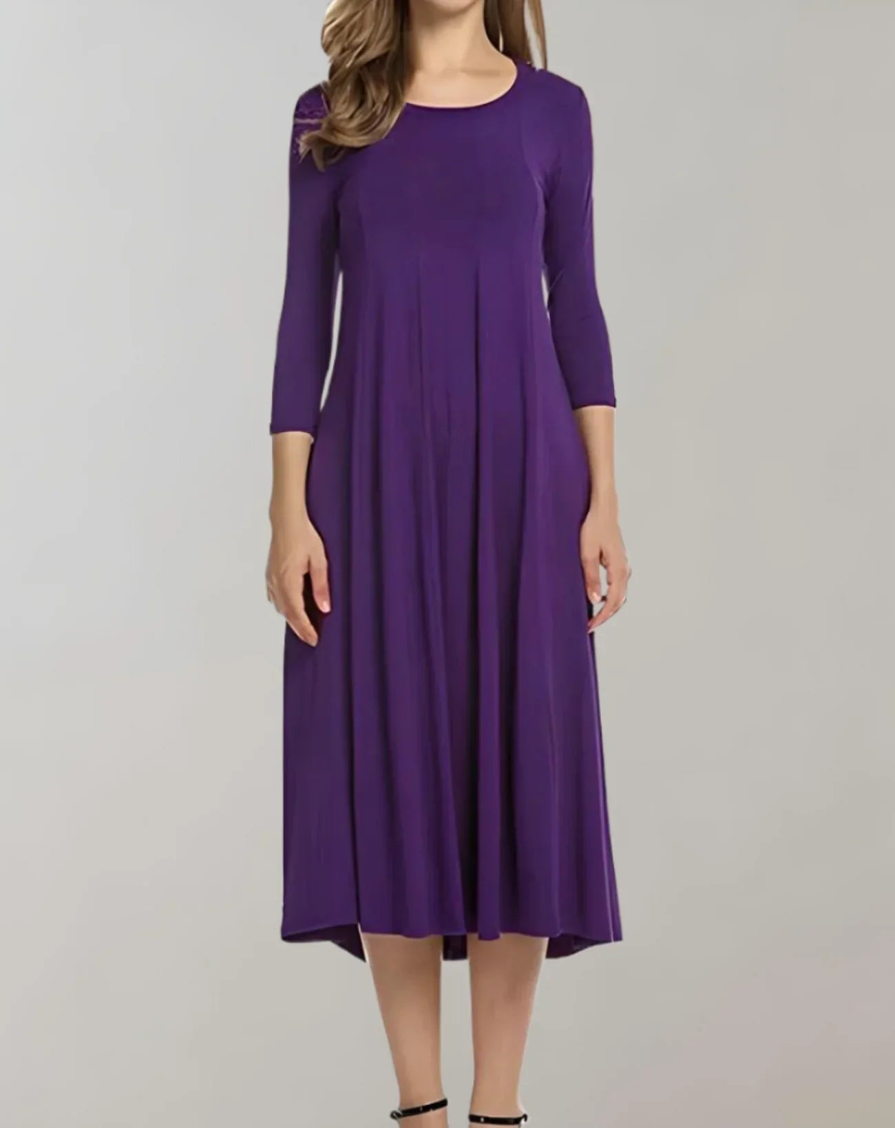 Damen Midikleid mit Dreiviertel-Ärmeln aus Elasthan Jully