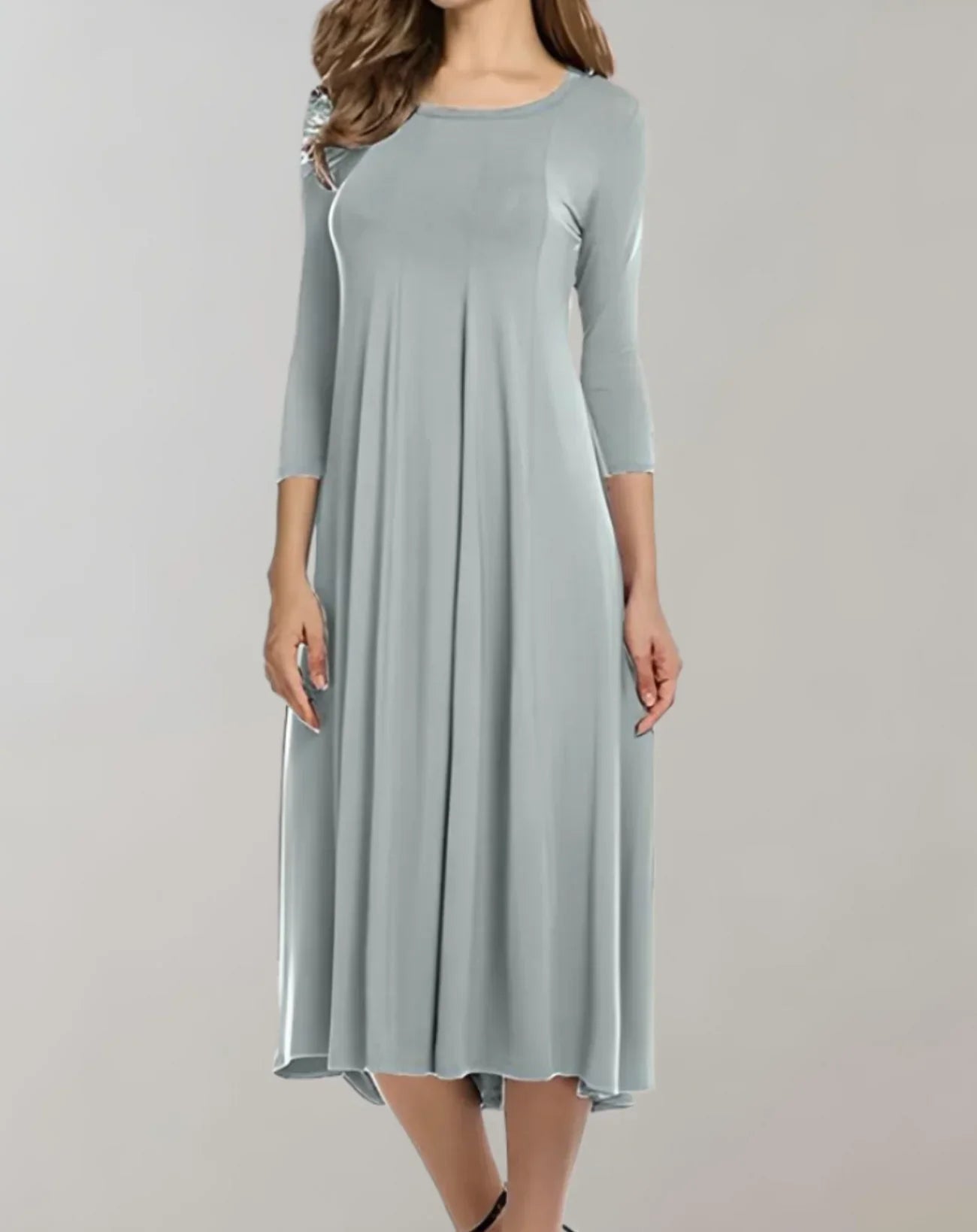 Damen Midikleid mit Dreiviertel-Ärmeln aus Elasthan Jully
