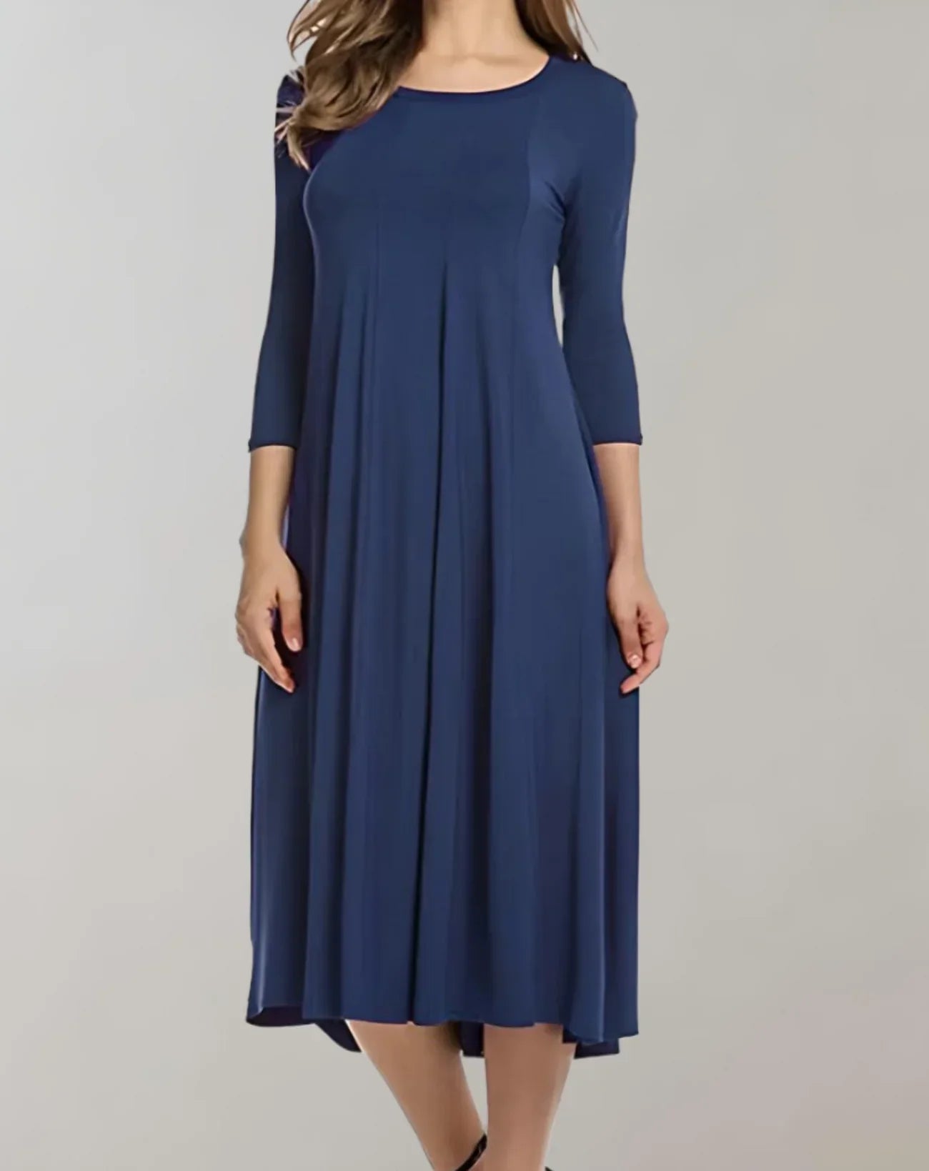 Damen Midikleid mit Dreiviertel-Ärmeln aus Elasthan Jully