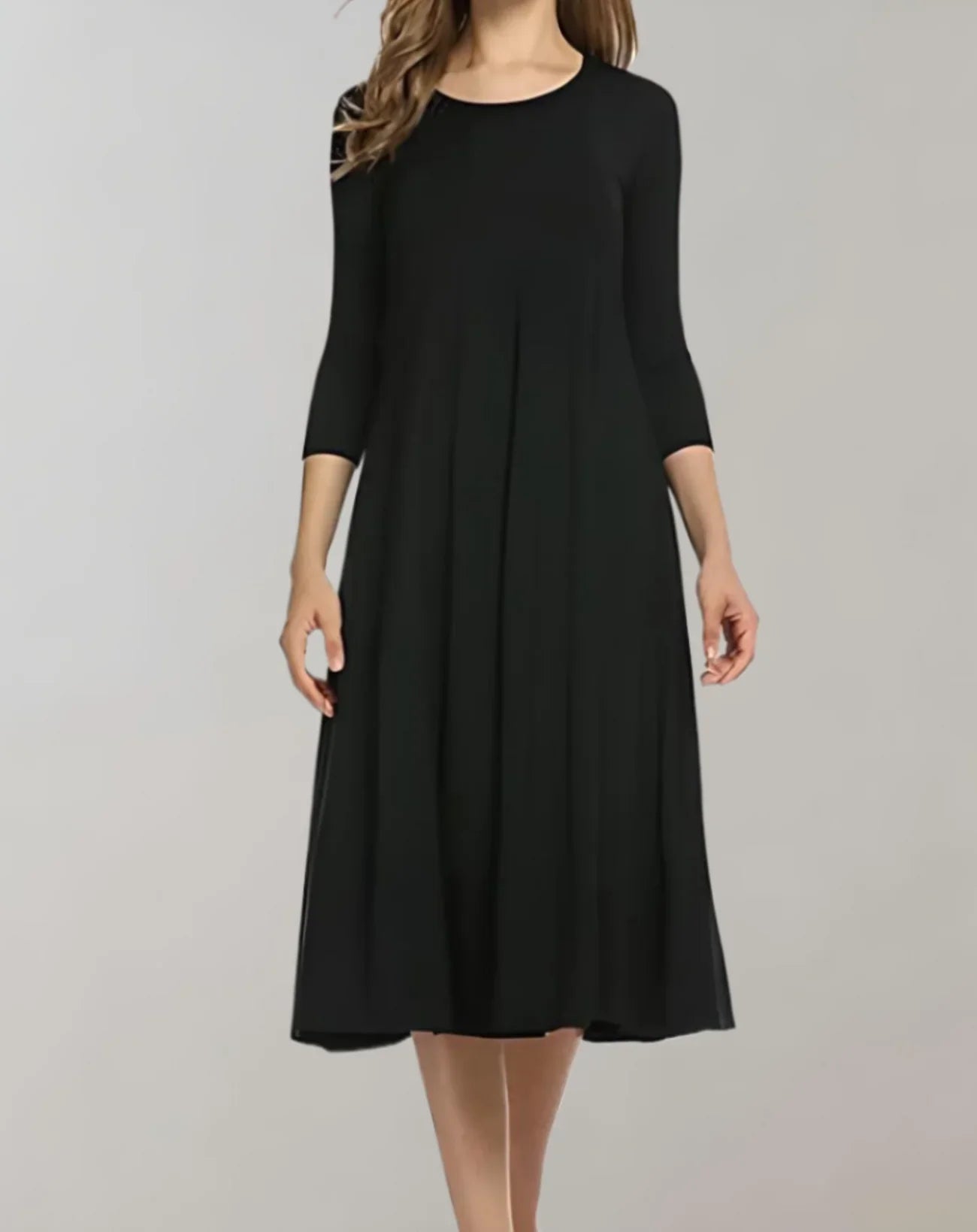 Damen Midikleid mit Dreiviertel-Ärmeln aus Elasthan Jully