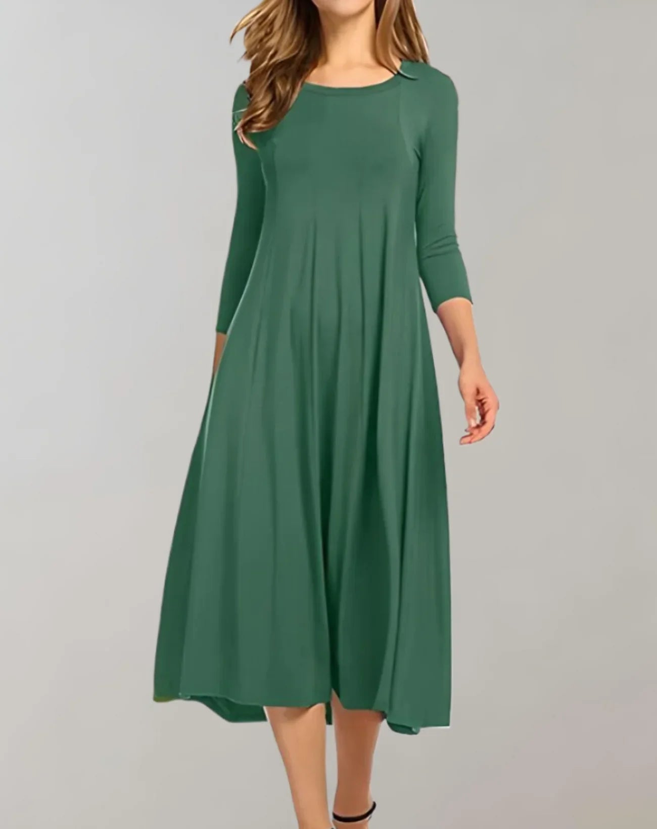 Damen Midikleid mit Dreiviertel-Ärmeln aus Elasthan Jully