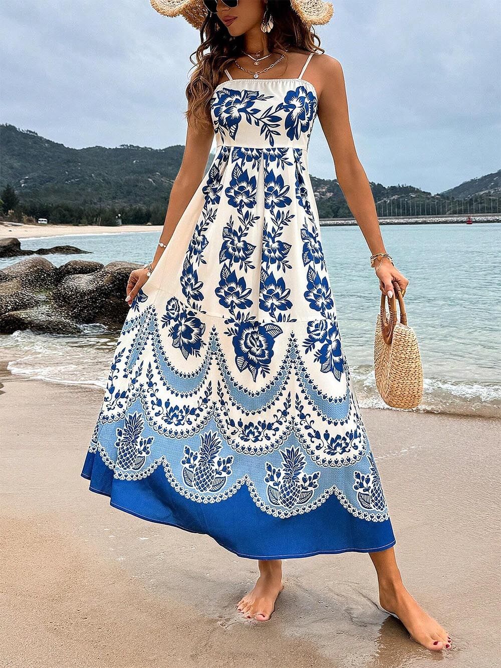 Damen Midikleid mit Ethno-Blumendruck Jully