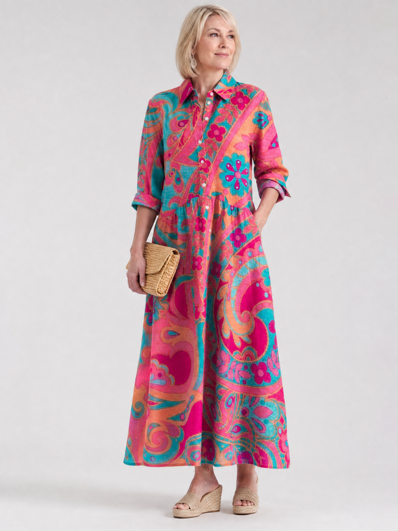Damen Midikleid mit Knopfleiste und Kragen Jully