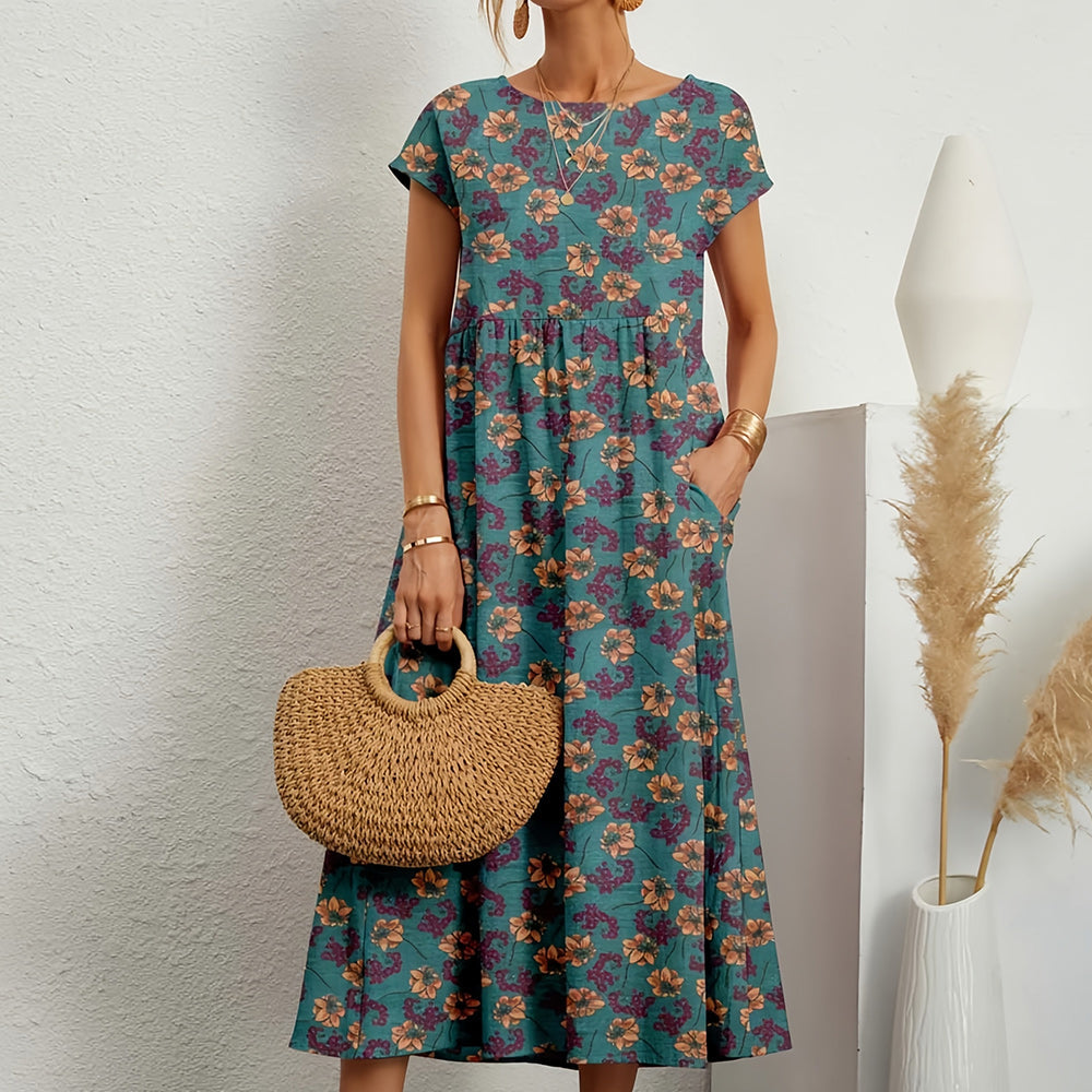 Damen Midikleid mit Rundhalsausschnitt aus Leinen Jully