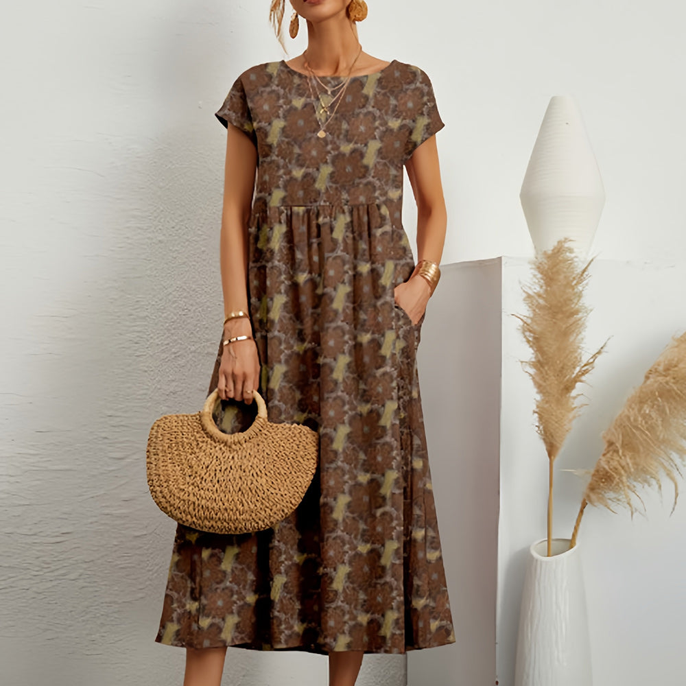 Damen Midikleid mit Rundhalsausschnitt aus Leinen Jully