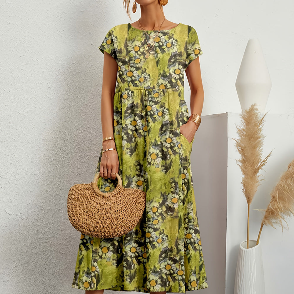 Damen Midikleid mit Rundhalsausschnitt aus Leinen Jully