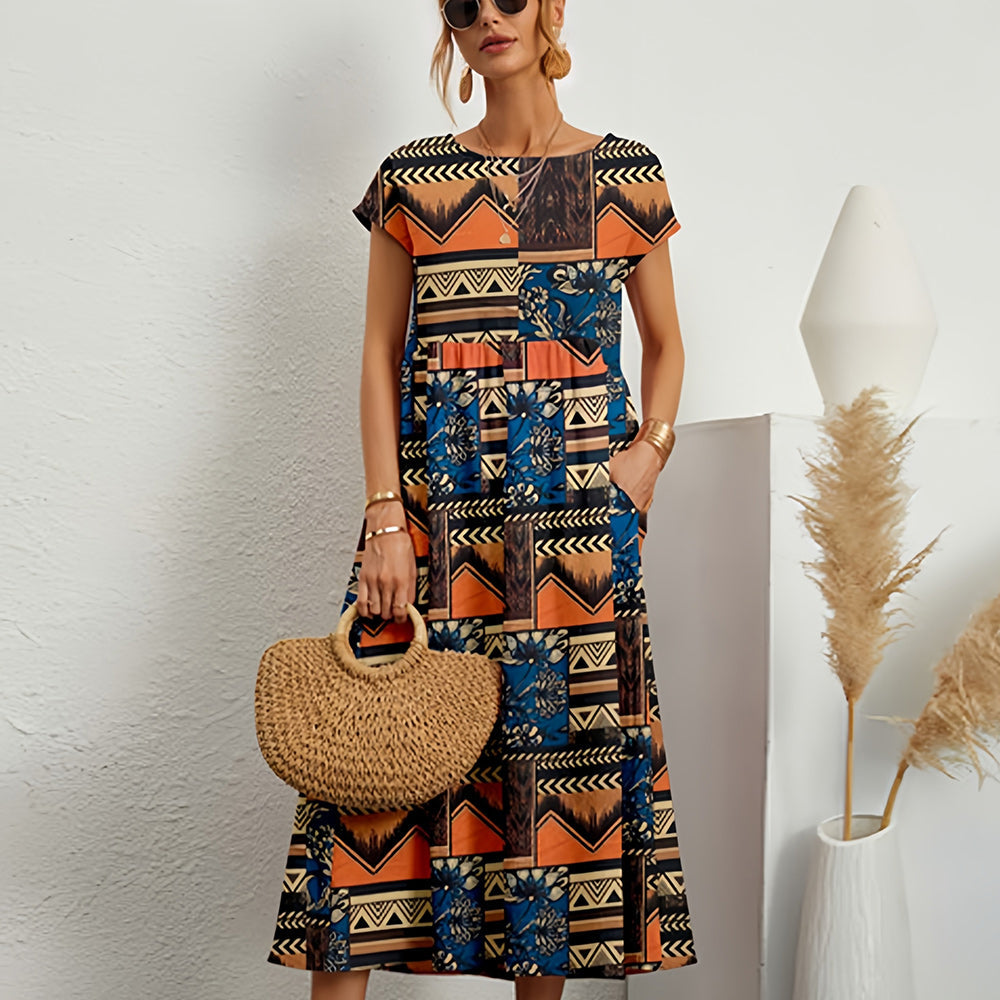 Damen Midikleid mit Rundhalsausschnitt aus Leinen Jully