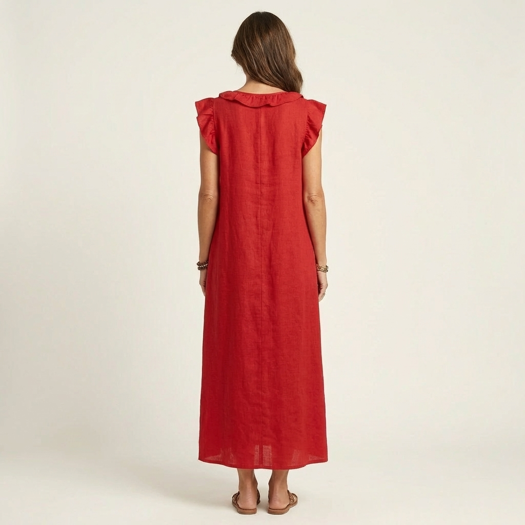Damen Midikleid mit Rüschen und lockerer Passform Jully