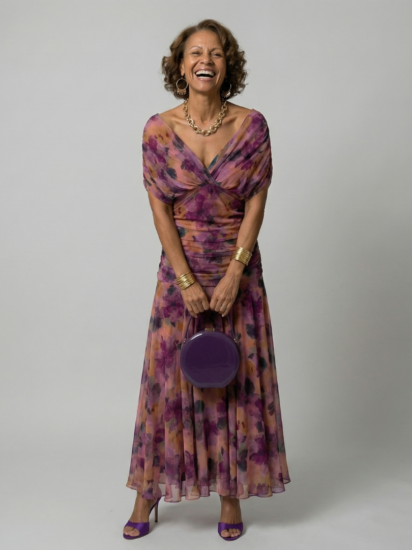 Damen Midikleid mit Schulterfreiem Design in Leicht Jully