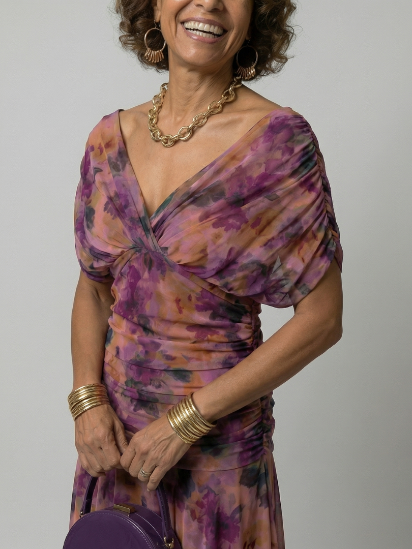 Damen Midikleid mit Schulterfreiem Design in Leicht Jully