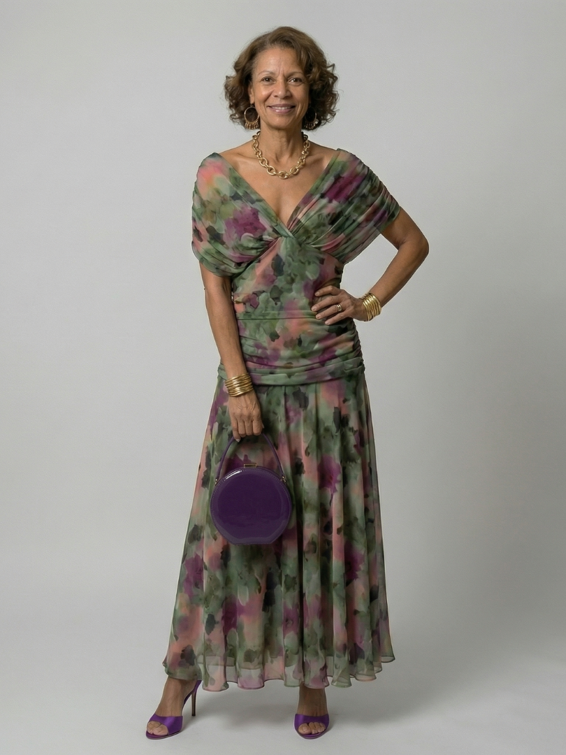 Damen Midikleid mit Schulterfreiem Design in Leicht Jully