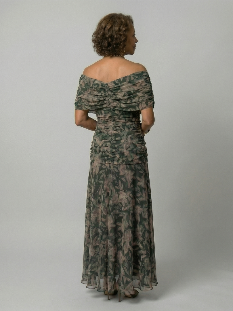 Damen Midikleid mit Schulterfreiem Design in Leicht Jully
