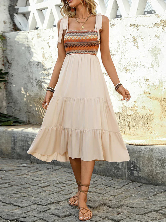 Damen Midikleid mit Spaghettiträgern in Apricot Jully
