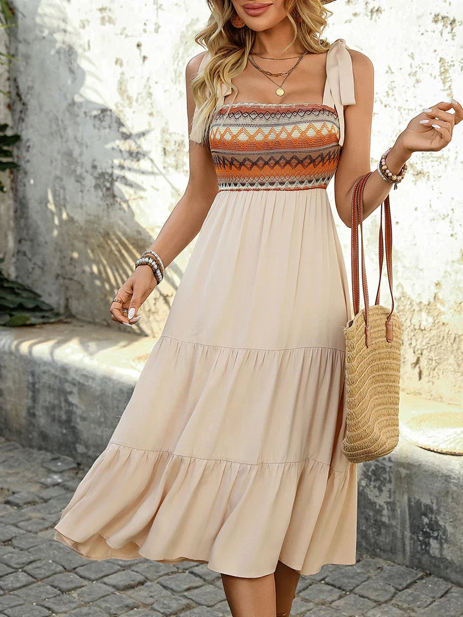 Damen Midikleid mit Spaghettiträgern in Apricot Jully