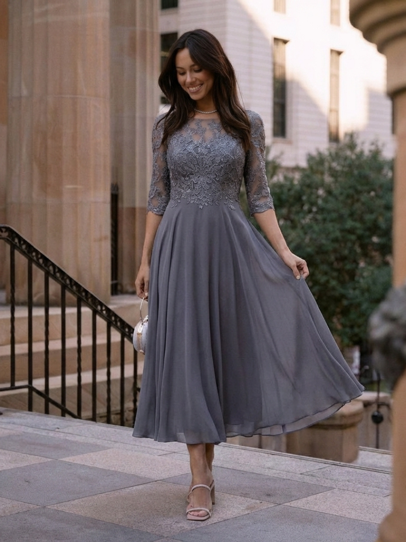 Damen Midikleid mit Spitzenmieder Jully