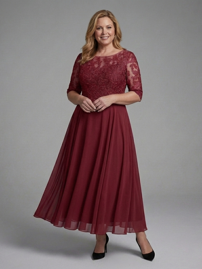 Damen Midikleid mit Spitzenmieder Jully