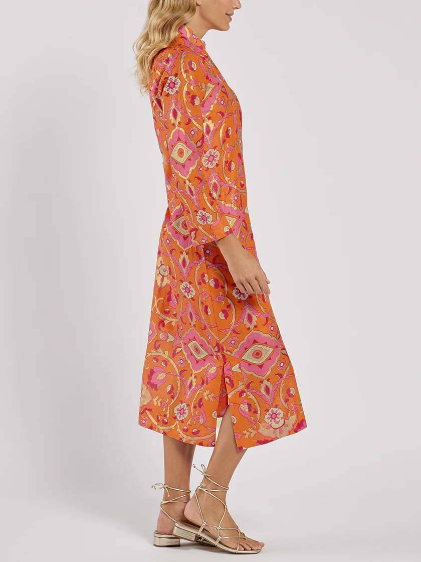Damen Midikleid mit Stehkragen und Blumenmuster Jully