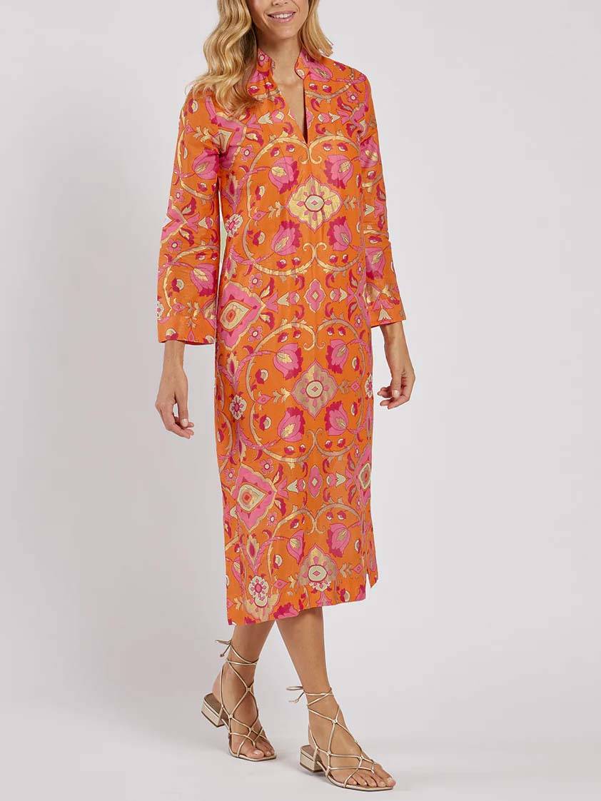 Damen Midikleid mit Stehkragen und Blumenmuster Jully