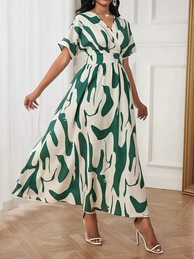 Damen Midikleid mit V-Ausschnitt und A-Linie Jully
