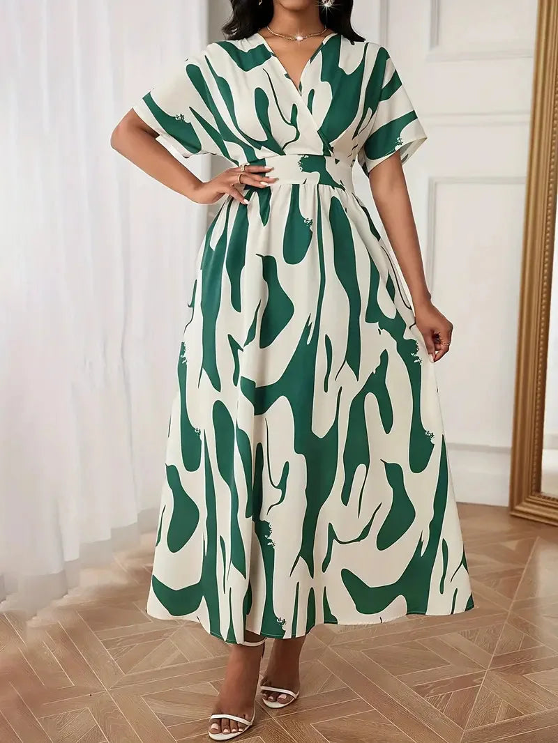 Damen Midikleid mit V-Ausschnitt und A-Linie Jully