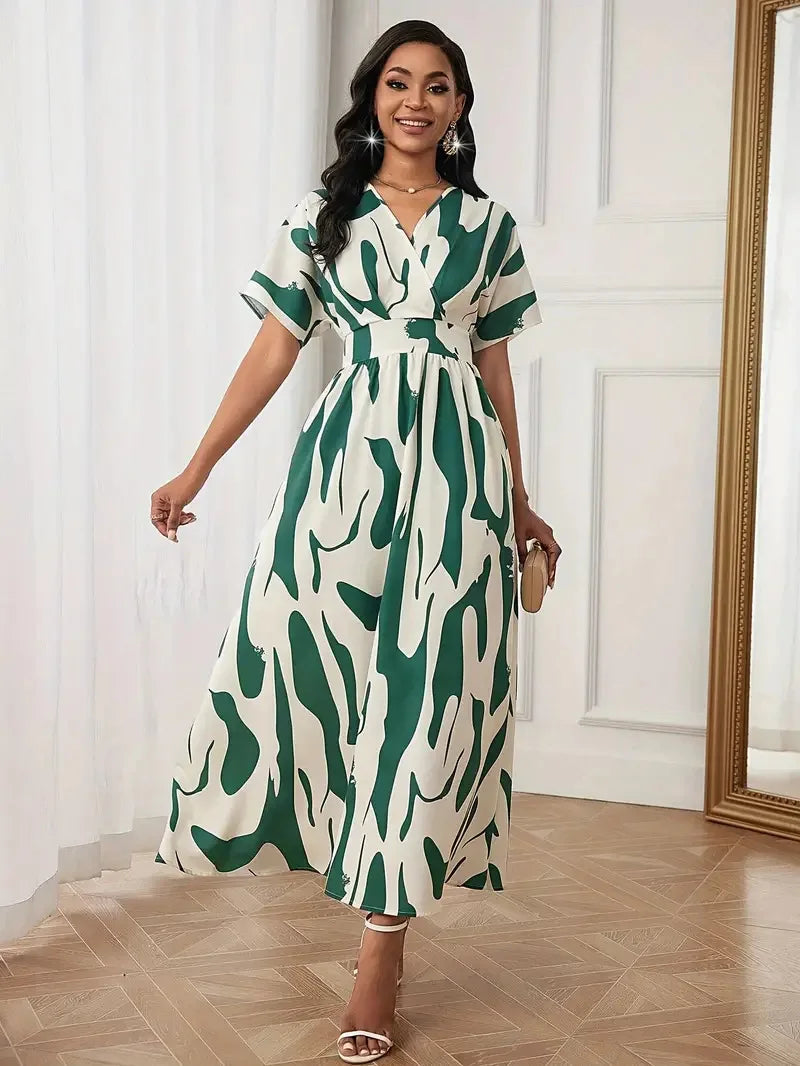 Damen Midikleid mit V-Ausschnitt und A-Linie Jully