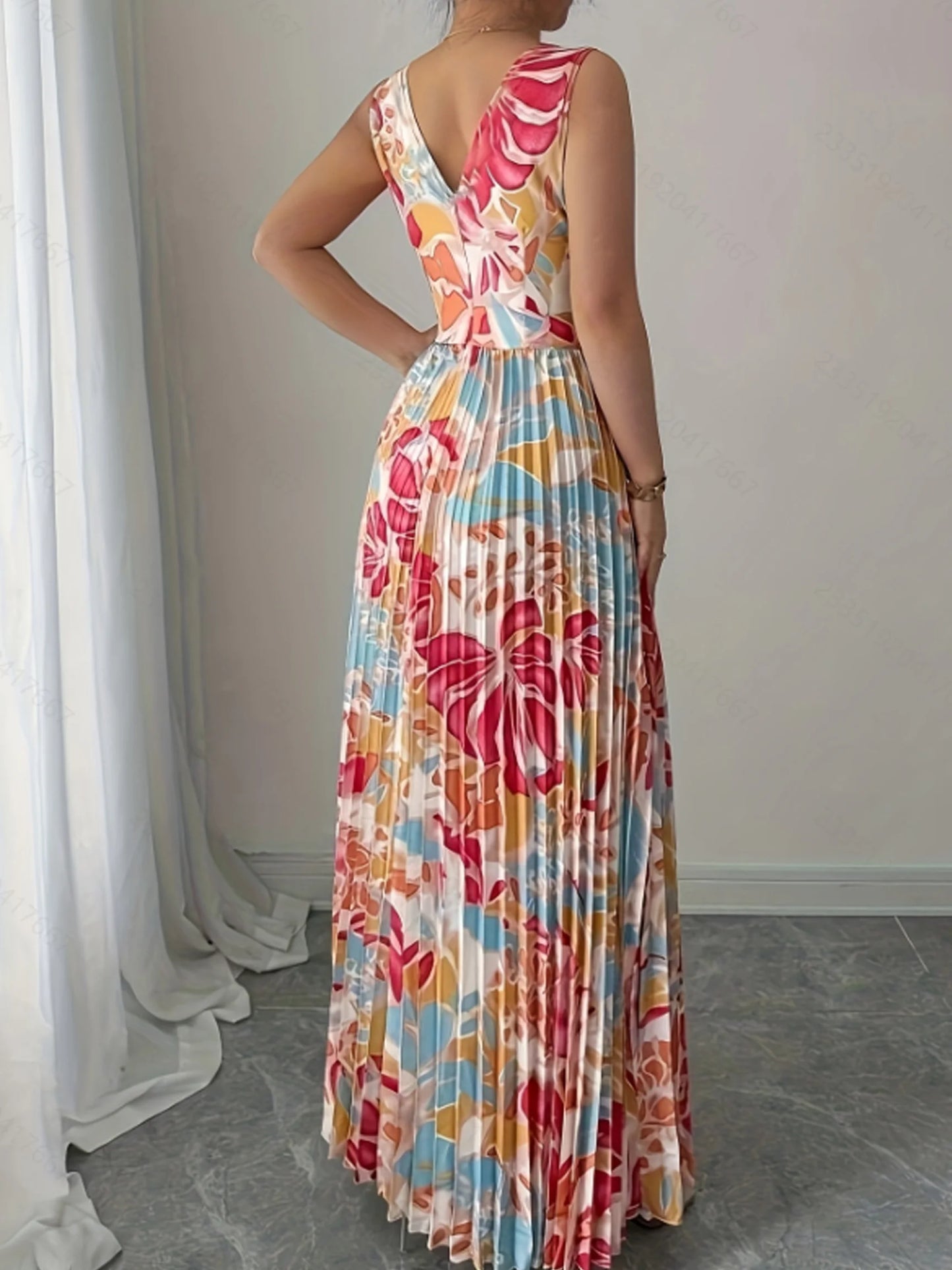 Damen Midikleid mit V-Ausschnitt und Blumenmuster Jully