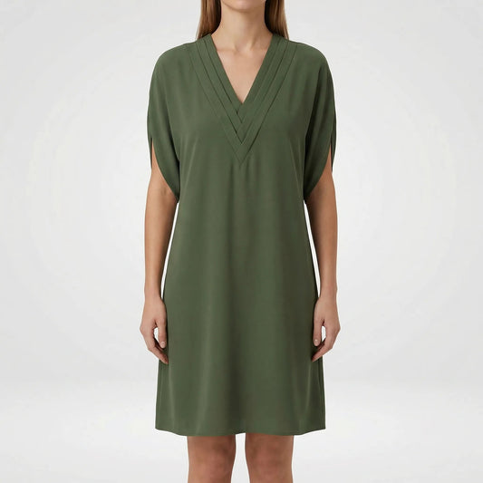 Damen Midikleid mit V-Ausschnitt und Schlitzärmeln Jully